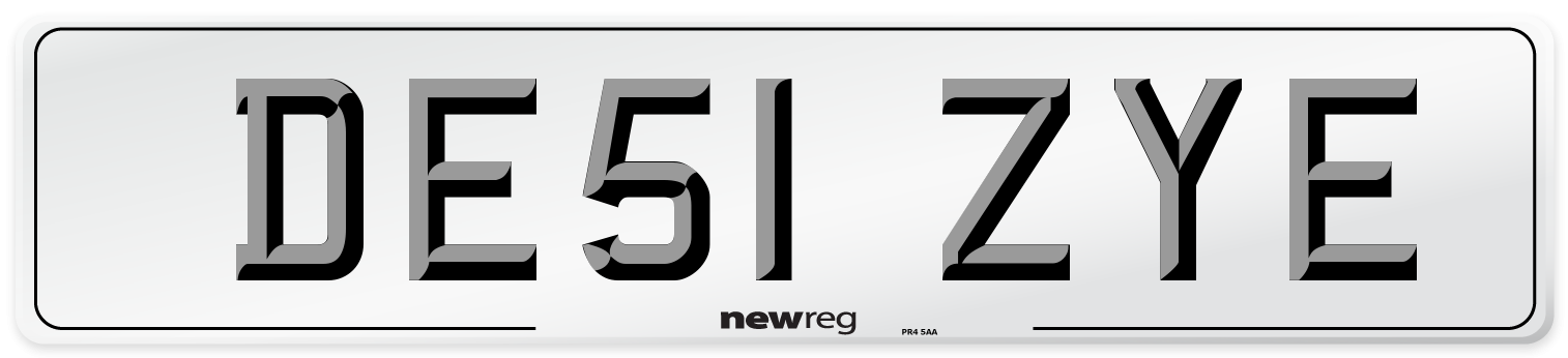 DE51 ZYE Number Plate from New Reg